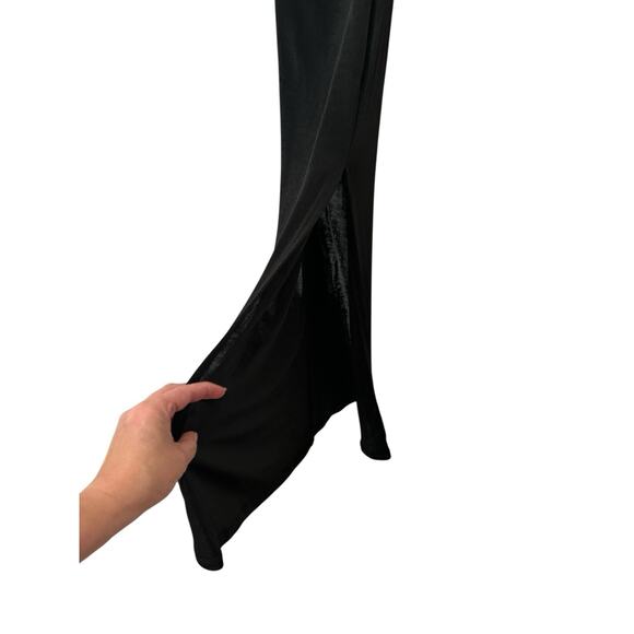 Morning Mist Dress Black Ribbed Midi Cutout With Slit Size US 8 example 🍊 Pict - Picture 6 of 8